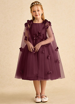 Azazie Staria Abiti da Ragazza di Fiori Abito Principessa in Tulle Increspato Cabernet image3