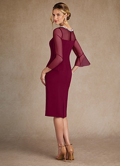 Azazie Bellevue Abiti per la Madre della Sposa Abito Tubino in Crepe Elasticizzato Perline Borgogna image3