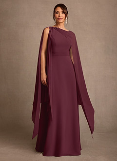 Azazie Liddie vestidos de madre de la novia Vestido de Cabernet de Gasa de Corte en A con Plisado image1