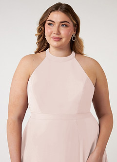 Azazie Clarice Bridesmaid Dresses Rose Petal A-Line Halter Chiffon Dress image13