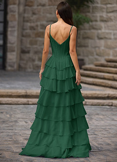 Floralace Verde Esmeralda Vestido de fiesta de corte A con volantes image7