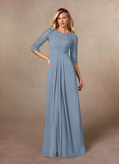 Azazie Zinnia Abiti per la Madre della Sposa Abito A-Line in Chiffon Lustrini Blu Polveroso image4