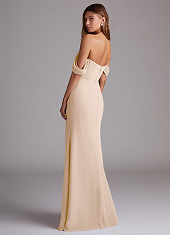 Azazie Saige Robes de demoiselle d'honneur Robe Trapèze Convertible en Mousseline de soie Épaule décolletée Albâtre Blanc image8