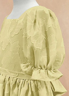 Azazie Joss Flower Girl Dresses Lemon Sorbet A-Line with Sleeves Floral Burnout Dress image7