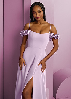 Barbie ♥ Azazie Bridesmaid Dresses Frosted Lilac A-Line Off the Shoulder Chiffon Convertible Dress image3