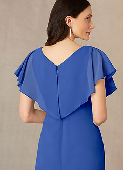 Azazie Julia Mother of the Bride Dresses Royal Blue Sheath V-Neck Pleated Chiffon Dress image5