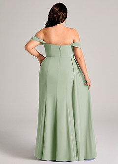 Azazie Amyra Jurken voor bruidsmeisjes Converteerbaar Jurk van Chiffon met Kolom Off the Shoulder Stoffige Salie image15