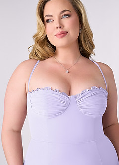 Barbie ♥ Azazie Bridesmaid Dresses Lilac Sheath Corset Chiffon Dress image10