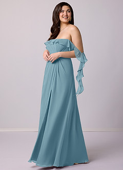 Barbie ♥ Azazie Bridesmaid Dresses Moody Blue A-Line Off the Shoulder Chiffon Convertible Dress image11