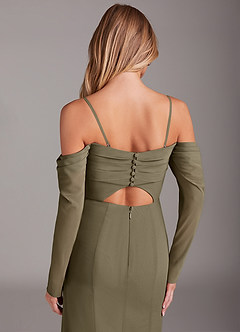 Azazie Hallie Bridesmaid Dresses Willow Green Mermaid Long Sleeve Chiffon Dress image5