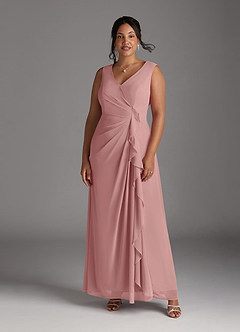 Azazie Manuella Final Sale Cabernet A-Line V-Neck Pleated Chiffon Dress image11