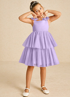 Azazie Vanellope Flower Girl Dresses Lilac A-Line Bow Tulle Dress image3