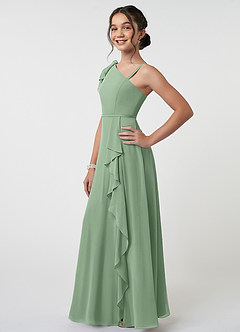 Azazie Aidy Vestido de Matcha de Gasa/ Chiffon de Acampanado con Lazo image3