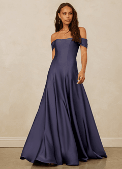 Christian Siriano Bridal for Azazie 1002 Bridesmaid Dresses Stormy A-Line Off the Shoulder Stretch Satin Convertible Dress image1