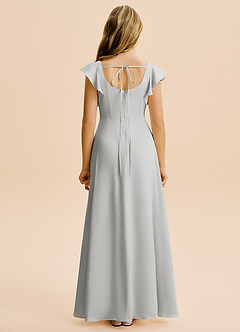 Azazie Bondi Junior Silver A-Line Side Slit Stretch Satin Dress image2