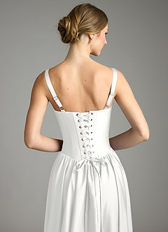 Azazie Evadina Brudepigekjoler En streg Korset Stræk satin Gulv-længde Kjole image6