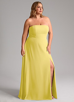 Azazie Wren 신부 들러리 드레스 A라인 사이드 슬릿 쉬폰 바닥 길이 드레스 image12