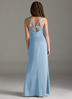 Azazie Mero Junior Syrena Pofałdowany Satyna elastyczna Długość podłogi Młodsza druhna Sukienka image5