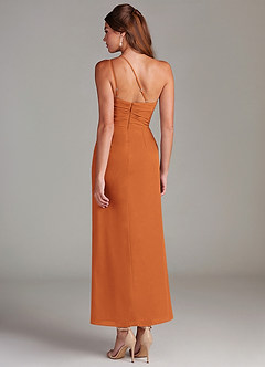 Azazie Eren Robes de demoiselle d'honneur Robe Sirène en Mousseline de soie Une épaule Cannelle image7