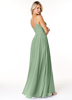 Azazie Lisbon Final Sale Matcha A-Line Sweetheart Neckline Chiffon Dress image2