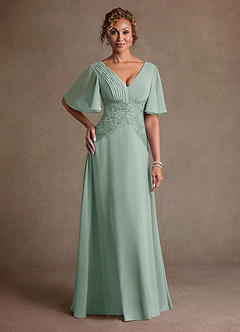Azazie Milliat Mother of the Bride Dresses Agave A-Line Lace Chiffon Dress image1