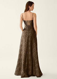 Sagepren Coffee Brown Jacquard Corset Prom Dress image2