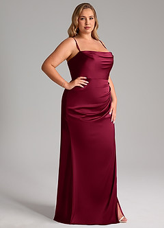 Azazie Leonis Brautjungfernkleider Wandelbar Meerjungfrau-Linie Plissee Stretch-Satin Kleid Burgunderrot image14