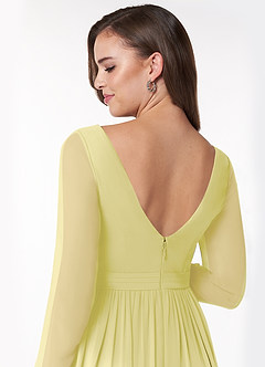 Azazie Teton Maternity Bridesmaid Dresses A-Line Long Sleeve Chiffon Floor-Length Dress image6
