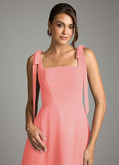 Azazie Debra Bridesmaid Dresses Coral A-Line with Pockets Chiffon Convertible Dress image2