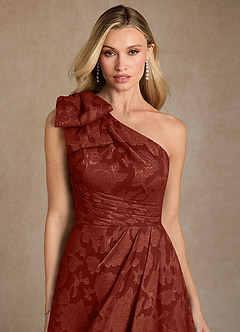 Azazie Easton Kleider für die Brautmutter Ballkleid One-Shoulder Blumen-Burnout Kleid Terrakotta image3