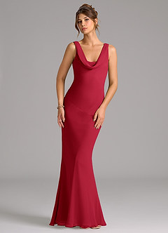 Azazie Rylina Bridesmaid Dresses Scarlet Mermaid Pleated Chiffon Dress image1