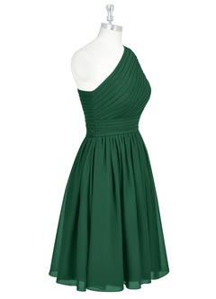 Azazie Katrina Bridesmaid Dresses Dark Green A-Line One Shoulder Chiffon Dress image8