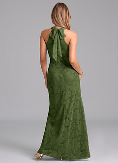 Azazie Doretta Bridesmaid Dresses Olive Mermaid Pleated Floral Burnout Dress image6