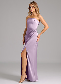 Azazie Aretha Bridesmaid Dresses Frosted Lilac A-Line Strapless Stretch Satin Convertible Dress image3