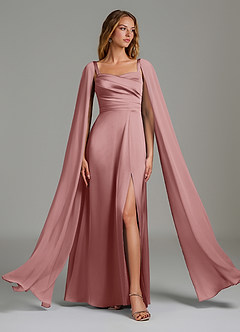 Azazie Niveah Robes de demoiselle d'honneur Robe Trapèze Convertible en Satin extensible Sans bretelles Rose Poussiéreuse image5