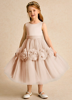 Azazie Vola Flower Girl Dresses English Rose Ball-Gown Sleeveless Tulle Dress image5