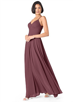 Azazie Avelina Bridesmaid Dresses Sangria A-Line V-Neck Pleated Chiffon Dress image3