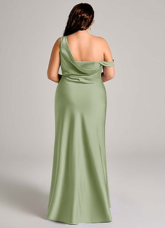 Azazie Madelyn Bridesmaid Dresses Dusty Sage Mermaid One Shoulder Stretch Satin Convertible Dress image11