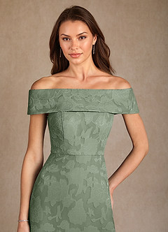 Azazie Medford Kleider für die Brautmutter A-Linie Schulterfrei Blumen-Burnout Kleid Matcha image6