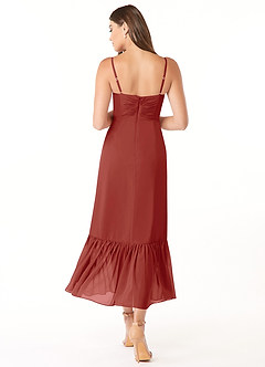 Azazie Justina Final Sale Terracotta A-Line Sweetheart Neckline Chiffon Dress image2