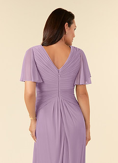 Azazie Emmeline Mother of the Bride Dresses Wisteria A-Line V-Neck Pleated Mesh Dress image6
