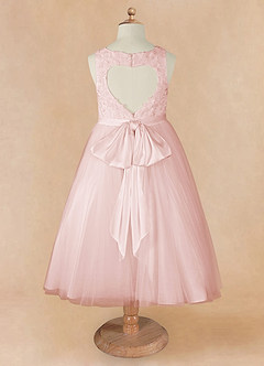 Azazie Calla Flower Girl Dresses Blushing Pink Ball-Gown Lace Tulle Dress image8