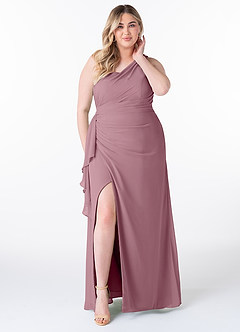 Azazie Maive Bridesmaid Dresses Vintage Mauve Sheath Pleated Ruffle Chiffon Dress image7