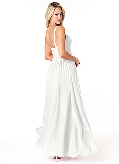 Azazie Chanel Brautjungfernkleider A-Linie Plissee Chiffon Kleid Weiß image9