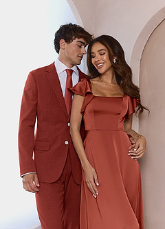 front James Terracotta Structured Stretch Suit Vest