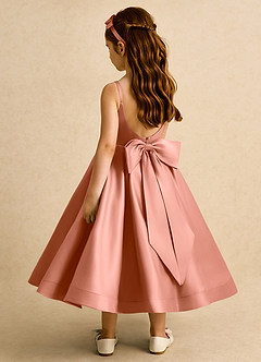 Azazie Babs Blumenmädchenkleider Ballkleid Plissee Matte Satin Kleid Mai Tai image1