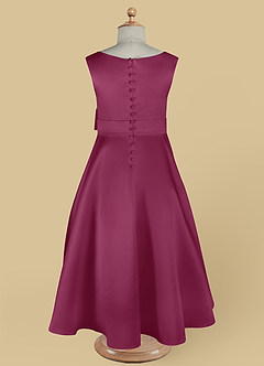 Azazie Lindy Flower Girl Dresses Mulberry A-Line Pleated Matte Satin Dress image14