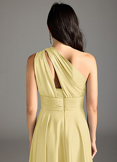 Azazie Charlize Brautjungfernkleider A-Linie One-Shoulder Stretch-Satin Kleid Zitronensorbet image8