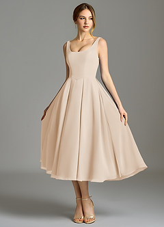 Azazie Amalie Bridesmaid Dresses White Alabaster A-Line Pleated Chiffon Dress image6