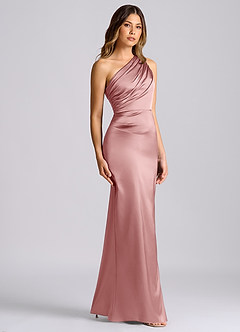 Azazie Akilah Bridesmaid Dresses Dusty Rose Mermaid One Shoulder Stretch Satin Dress image3